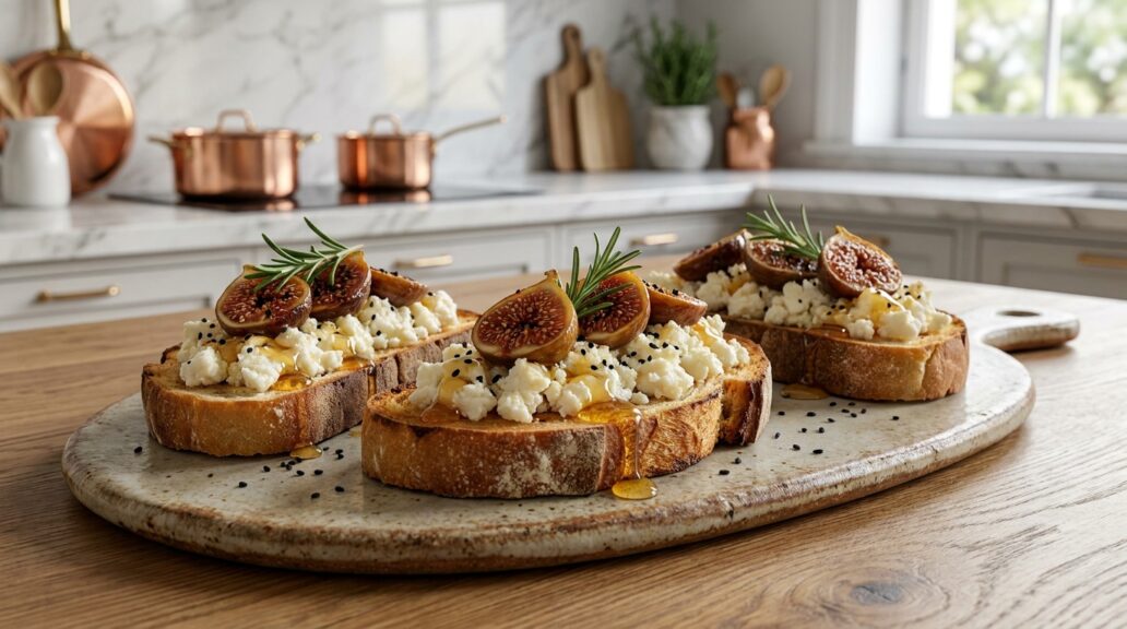 Modern Dokunuşlu Tulum Peynirli ve Kuru İncirli Bruschetta