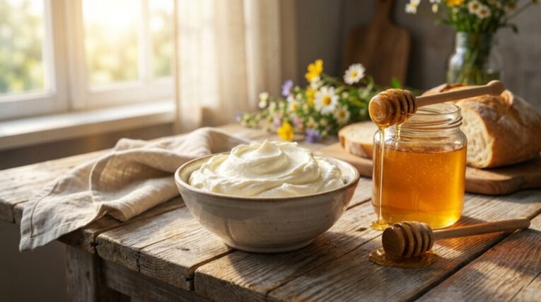 Cildi Anında Canlandıran Ev Yapımı Bal Kaymak Maskesi ile Gelen Doğal Işıltı