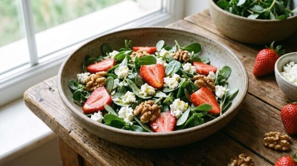 Fesleğenli ve Çilekli Fesleğenli Semizotu Salatası