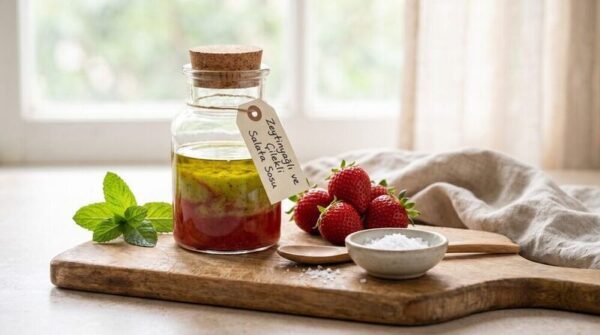 Zeytinyağlı ve Çilekli Modern Salata Sosu