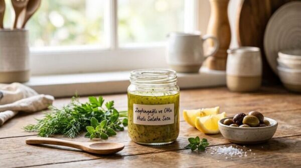 Modern Zeytinyağlı ve Otlu Hızlı Salata Sosu