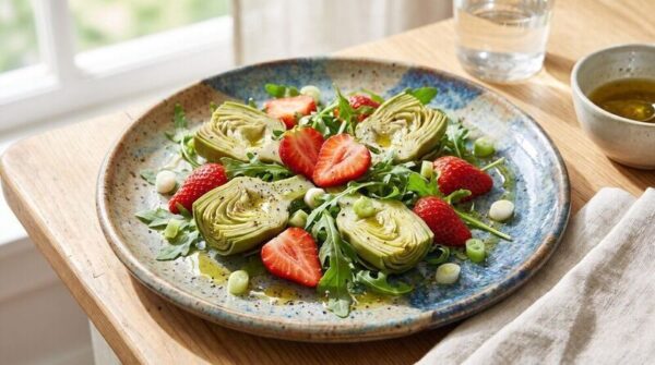 Zeytinyağlı Enginar ve Çilek Salatası