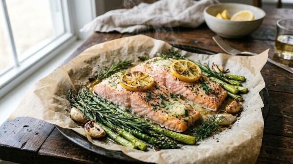 1. Fırında Tereyağlı ve Limonlu Somon ile Kuşkonmaz Tarifi
