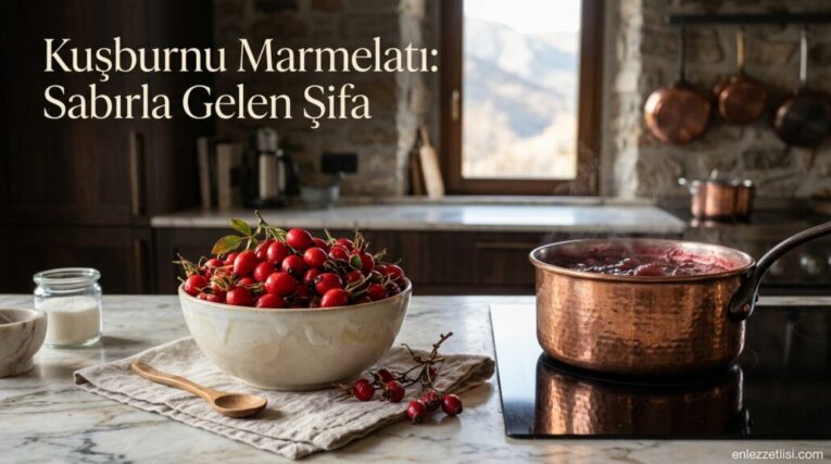 Odun Ateşinde Kaynayan Geleneksel Anadolu Usulü Kuşburnu Marmelatı Yapımı